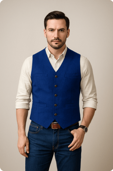 Herren Weste Tailliert Schwarz Modernes Design Hochwertiger Stoff 0