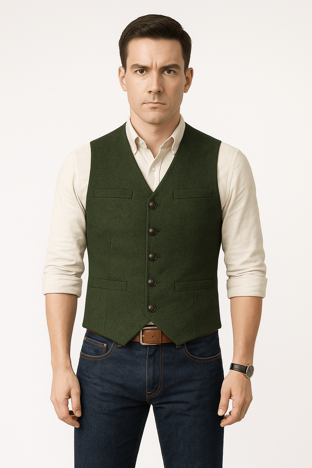 Herren Weste Tailliert Schwarz Modernes Design Hochwertiger Stoff 2