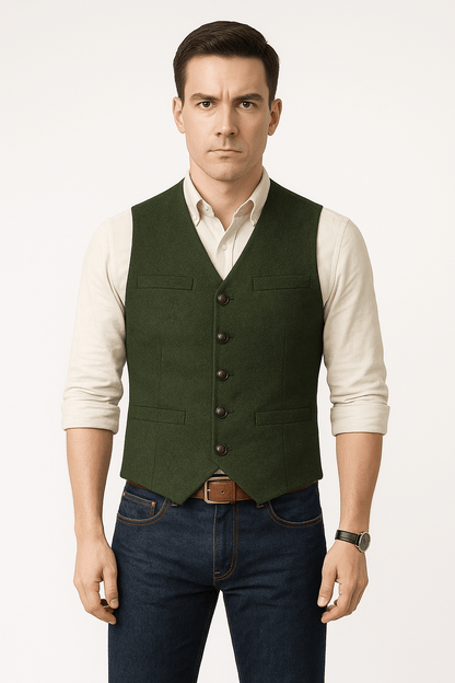 Herren Weste Tailliert Schwarz Modernes Design Hochwertiger Stoff 2