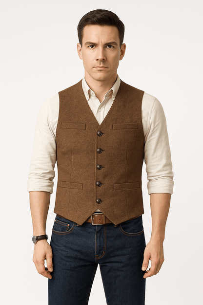 Herren Weste Tailliert Schwarz Modernes Design Hochwertiger Stoff 6