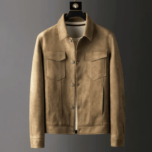 Herren Wildlederjacke Elegantes Design Hochwertiges Material 0