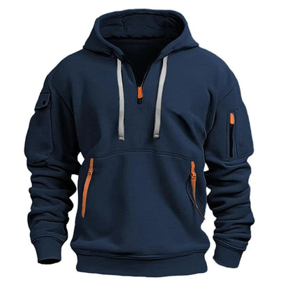 Herren Zip Hoodie Halber Reißverschluss Atmungsaktiv Bequem Baumwolle 6