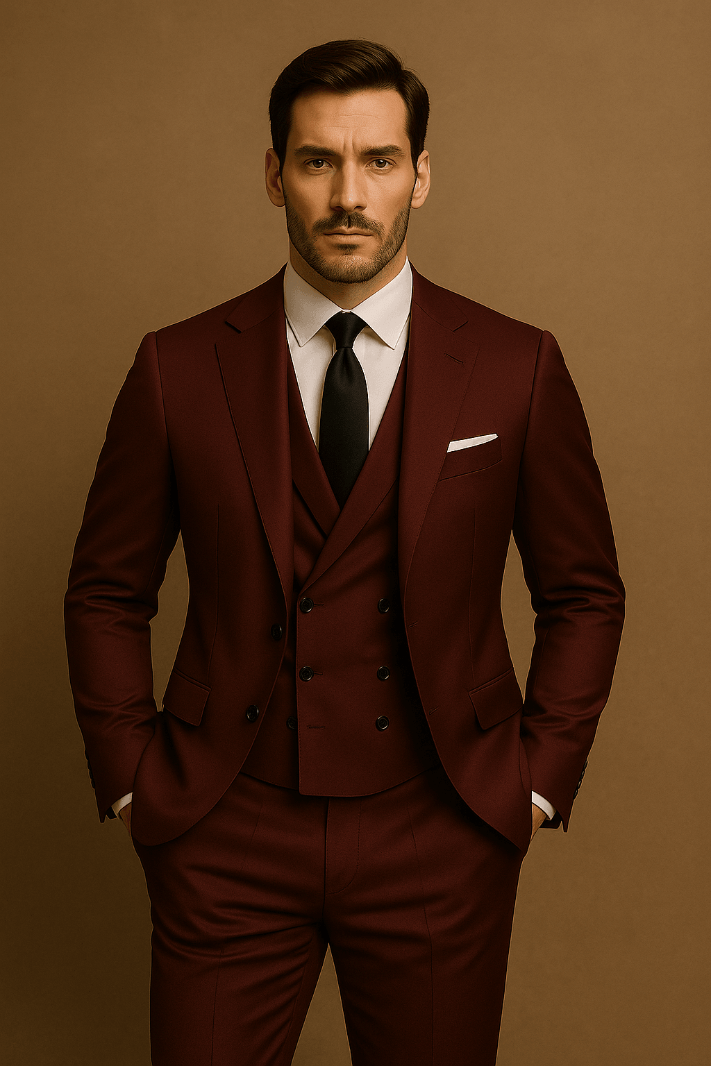 Eleganter Herrenanzug 3-teilig aus Polyester für Hochzeit & Business-2