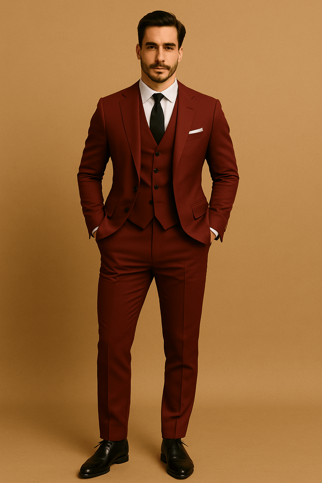 Eleganter Herrenanzug 3-teilig aus Polyester für Hochzeit & Business-4