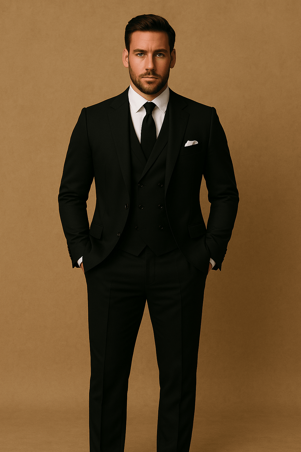 Eleganter Herrenanzug 3-teilig aus Polyester für Hochzeit & Business-3