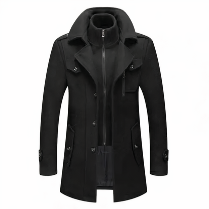 Herrenjacke Doppelkragen Elegant Polyester für Herbst und Winter 0