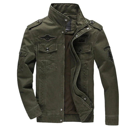 Herrenjacke Militärgrün Eleganter Schnitt Bequeme Passform 0