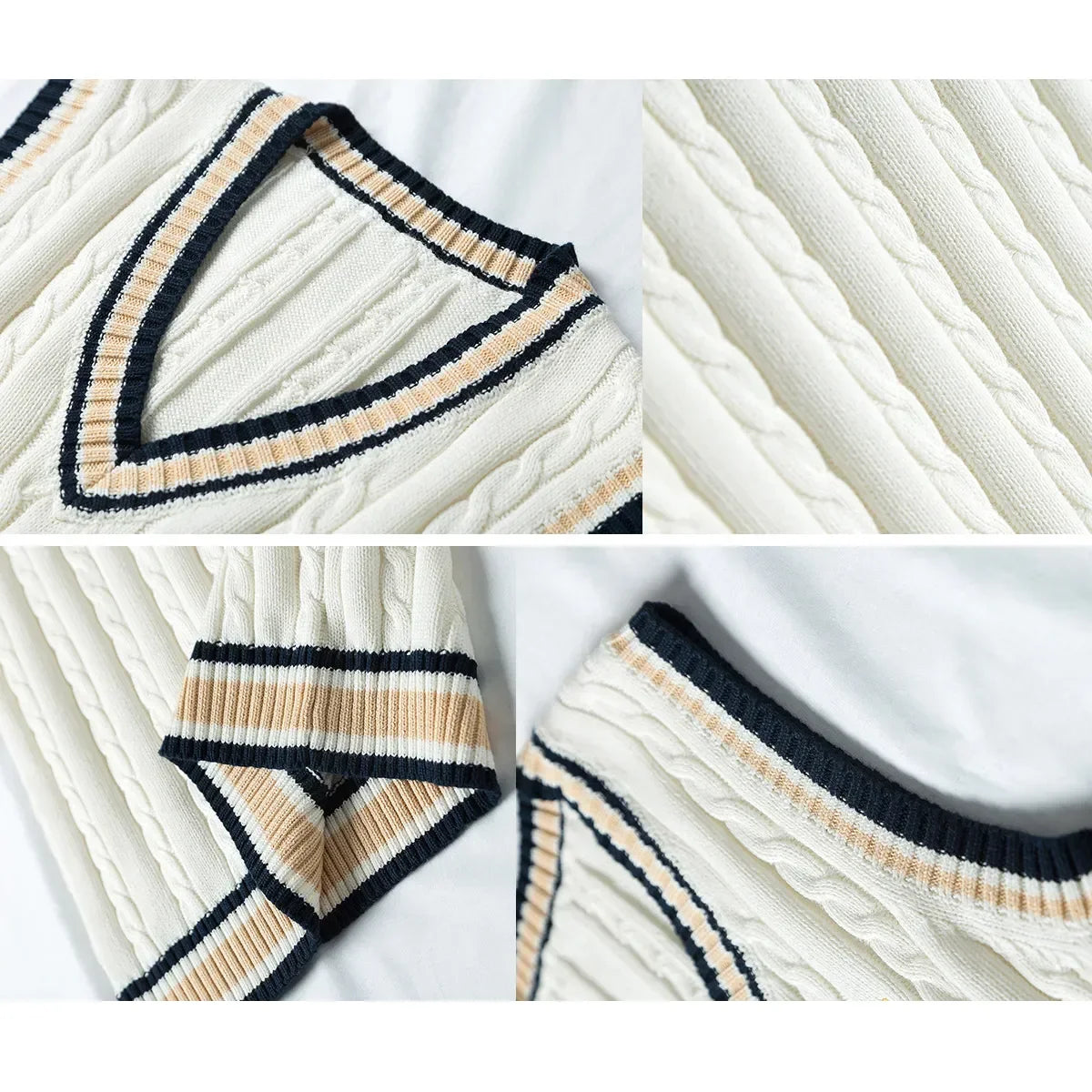 Herrenpullover Ärmellos V-Ausschnitt Dickes Material Strickpullover 3