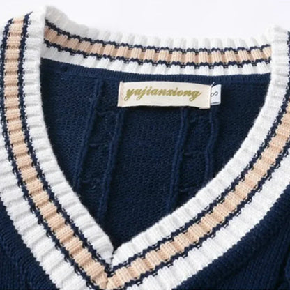 Herrenpullover Ärmellos V-Ausschnitt Dickes Material Strickpullover 4