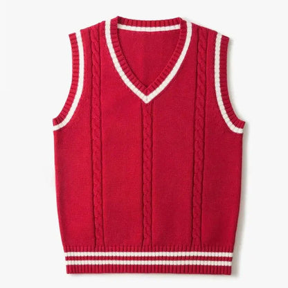 Herrenpullover Ärmellos V-Ausschnitt Dickes Material Strickpullover 7