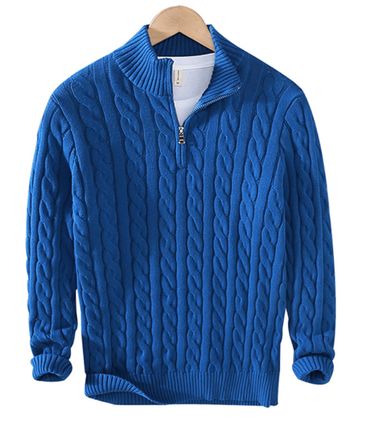 Herrenpullover Halbreißverschluss Kabelstrick Klassisches Design Warmer Stoff 5