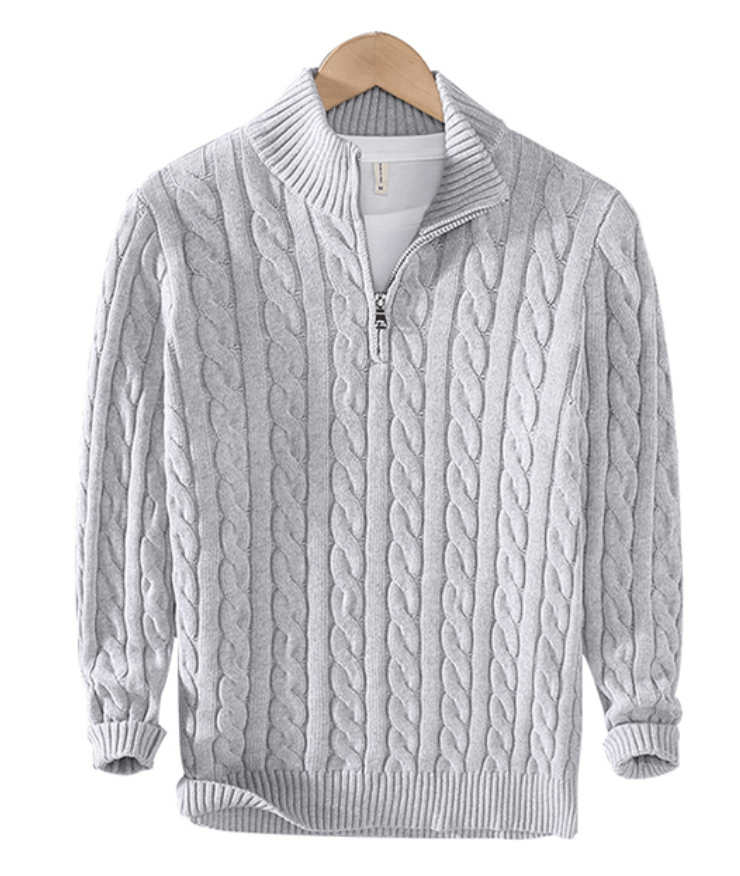 Herrenpullover Halbreißverschluss Kabelstrick Klassisches Design Warmer Stoff 7