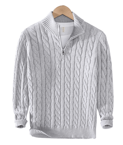 Herrenpullover Halbreißverschluss Kabelstrick Klassisches Design Warmer Stoff 7