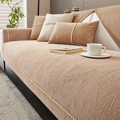 Hochwertige Couchabdeckung aus Leinen mit Rutschfester Unterseite – Schutz für Sofa vor Kratzern und Flecken, Maschinenwaschbar 6