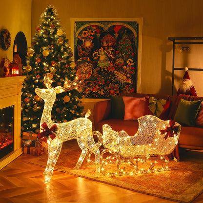 HolidayDeer – Beleuchtetes Weihnachtsrentier mit Weihnachtsmannschlitten und 215 Lichtern 2