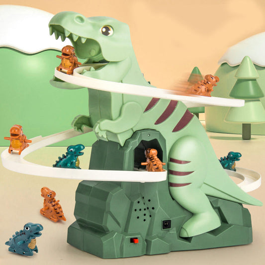 Interaktive Dinosaurier-Rennstrecke mit Automatischer Kletterfunktion und Bunter LED-Beleuchtung – Spielzeug für Kinder ab 3 Jahren 1