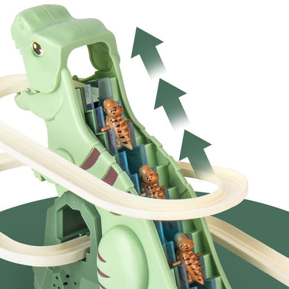 Interaktive Dinosaurier-Rennstrecke mit Automatischer Kletterfunktion und Bunter LED-Beleuchtung – Spielzeug für Kinder ab 3 Jahren 3