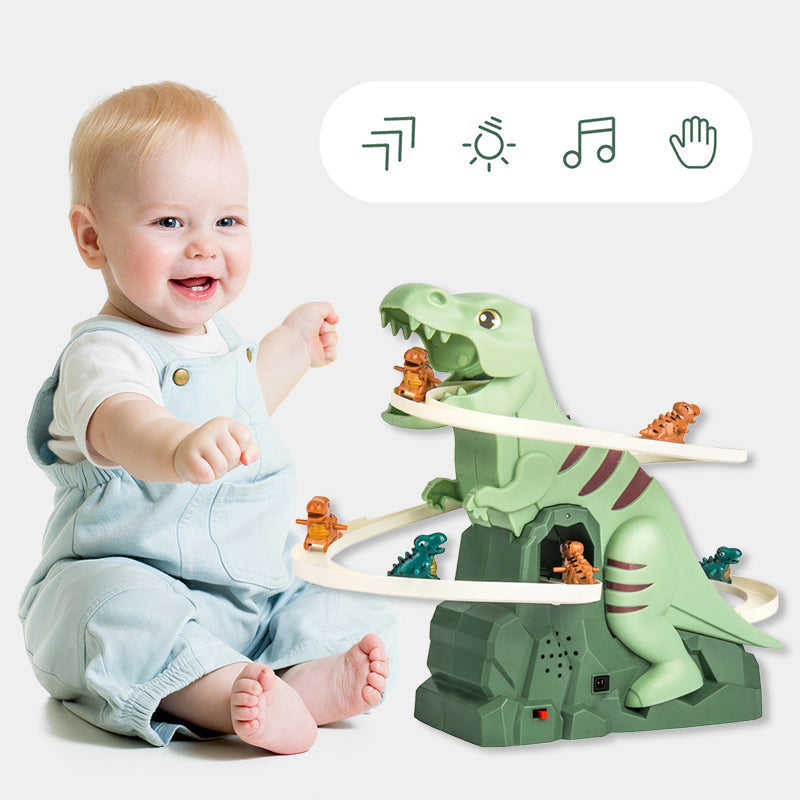Interaktive Dinosaurier-Rennstrecke mit Automatischer Kletterfunktion und Bunter LED-Beleuchtung – Spielzeug für Kinder ab 3 Jahren 6