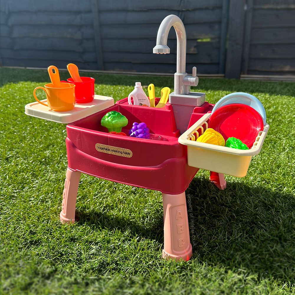 Interaktive Wasserspielküche für Kinder mit Kran und 19 Zubehörteilen – Fördert Kreativität und motorische Fähigkeiten 1