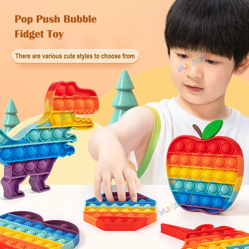 Interaktives Anti-Stress Spielzeug aus Silikon – Rainbow Pop Push Bubble für Kinder und Erwachsene, Fördert Konzentration und Entspannung 1