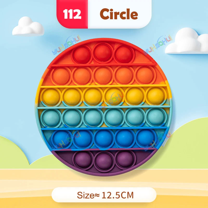 Interaktives Anti-Stress Spielzeug aus Silikon – Rainbow Pop Push Bubble für Kinder und Erwachsene, Fördert Konzentration und Entspannung 12