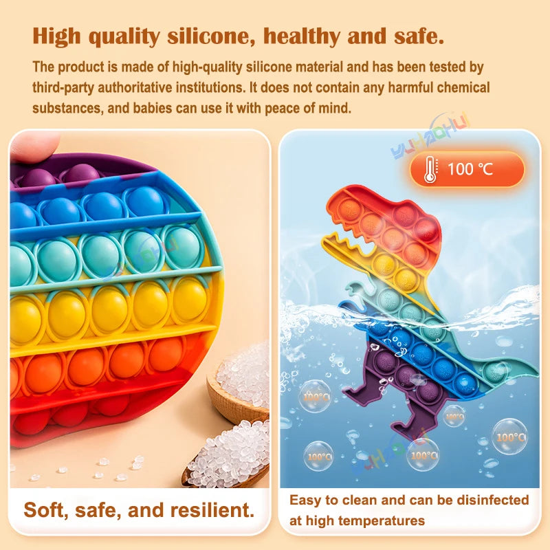 Interaktives Anti-Stress Spielzeug aus Silikon – Rainbow Pop Push Bubble für Kinder und Erwachsene, Fördert Konzentration und Entspannung 4