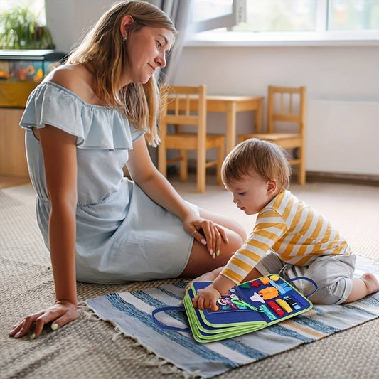 Interaktives Montessori Buch für Kinder ab 2 Jahren – Lernspiel mit Schnürsenkeln, Reißverschlüssen und Schaltflächen 1