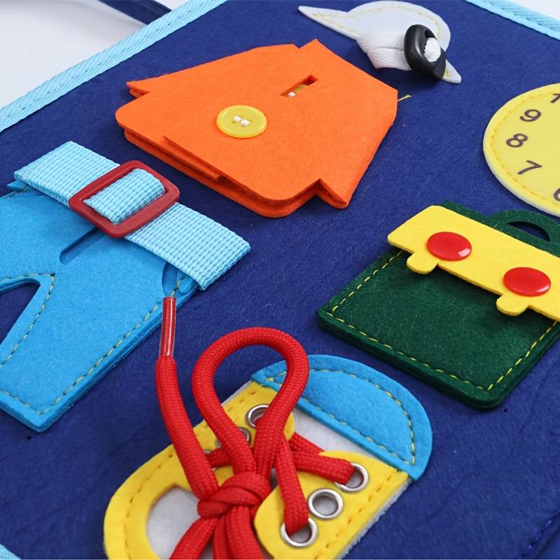 Interaktives Montessori Buch für Kinder ab 2 Jahren – Lernspiel mit Schnürsenkeln, Reißverschlüssen und Schaltflächen 2