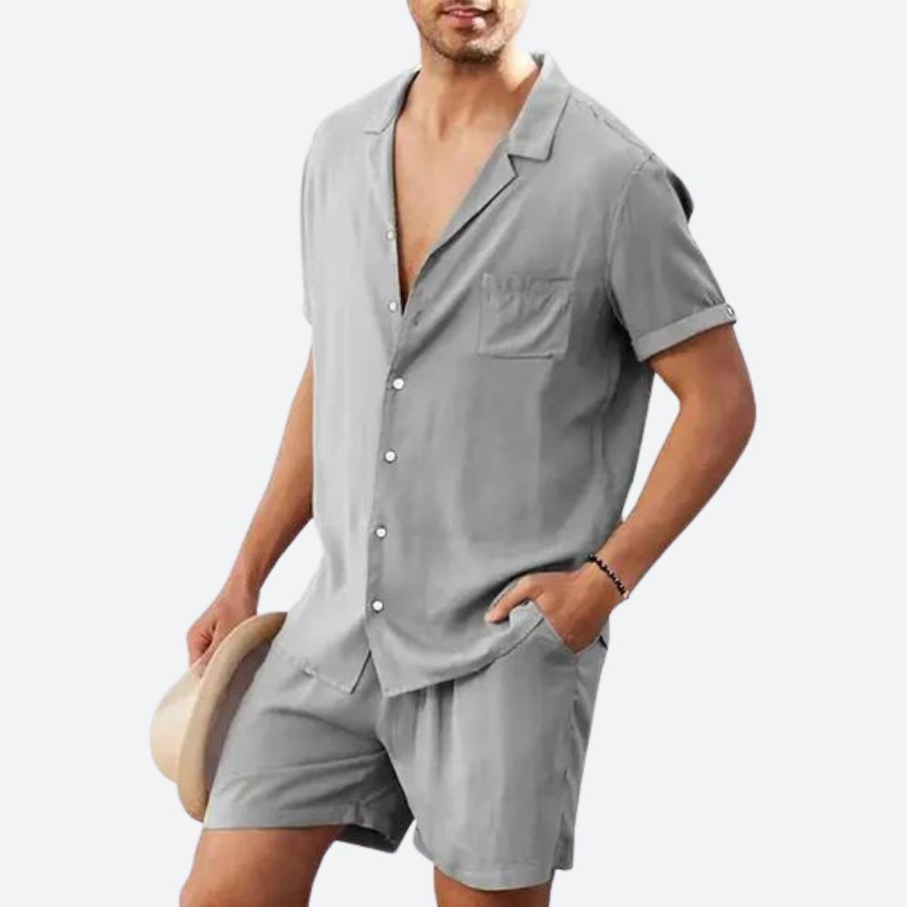 Variant image for Herren Set Blau Größe M Baumwolle - Sommer Outfit für Männer, Atmungsaktiv & Bequem-16