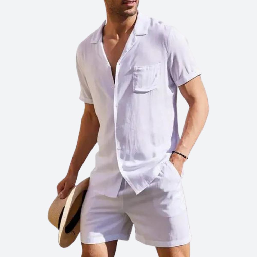Variant image for Herren Set Blau Größe M Baumwolle - Sommer Outfit für Männer, Atmungsaktiv & Bequem-11