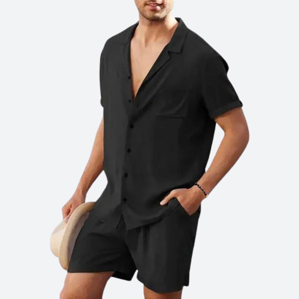 Variant image for Herren Set Blau Größe M Baumwolle - Sommer Outfit für Männer, Atmungsaktiv & Bequem-8