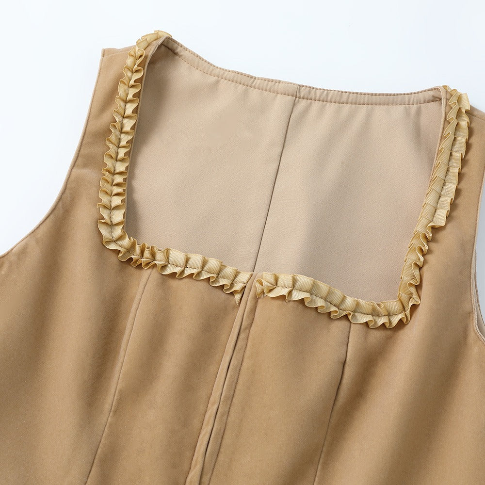 Khakifarbenes Oktoberfest-Dirndlkleid mit Leopardenmuster 7
