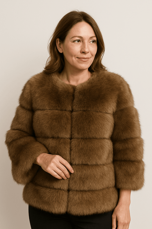 Kirsten | Kurze flauschige Winterjacke aus Kunstfell für Damen 0