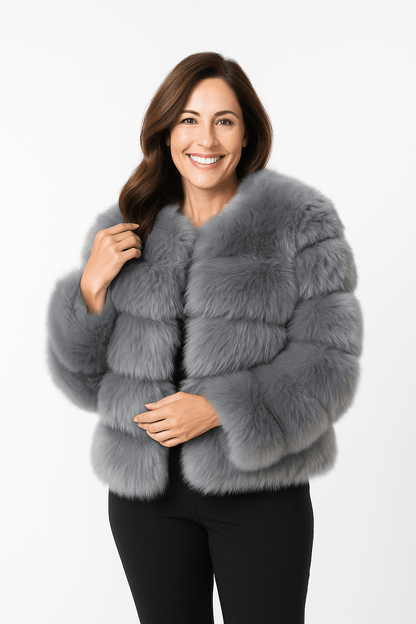 Kirsten | Kurze flauschige Winterjacke aus Kunstfell für Damen 9