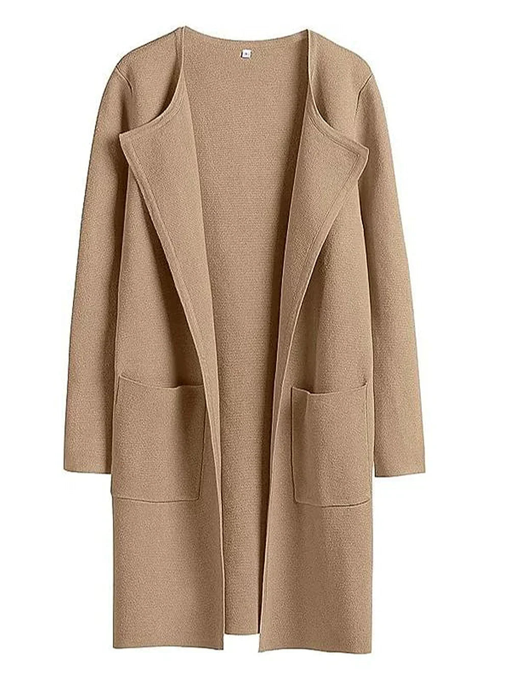 Knielanger Mantel für Damen – Wollmischung – Relaxed Fit – Breites Revers – Aufgesetzte Taschen 0