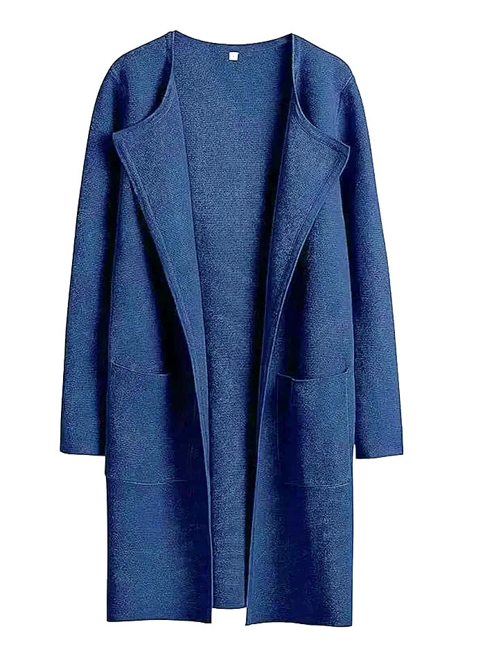 Knielanger Mantel für Damen – Wollmischung – Relaxed Fit – Breites Revers – Aufgesetzte Taschen 12