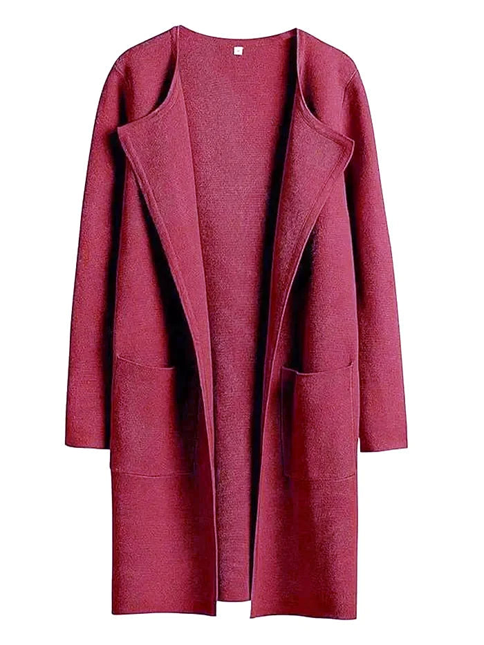 Knielanger Mantel für Damen – Wollmischung – Relaxed Fit – Breites Revers – Aufgesetzte Taschen 13