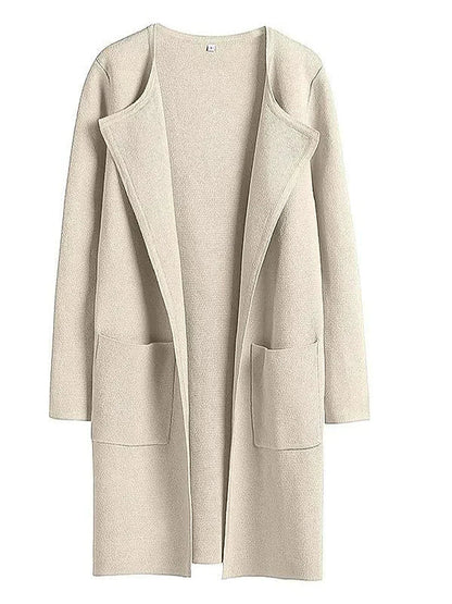 Knielanger Mantel für Damen – Wollmischung – Relaxed Fit – Breites Revers – Aufgesetzte Taschen 14