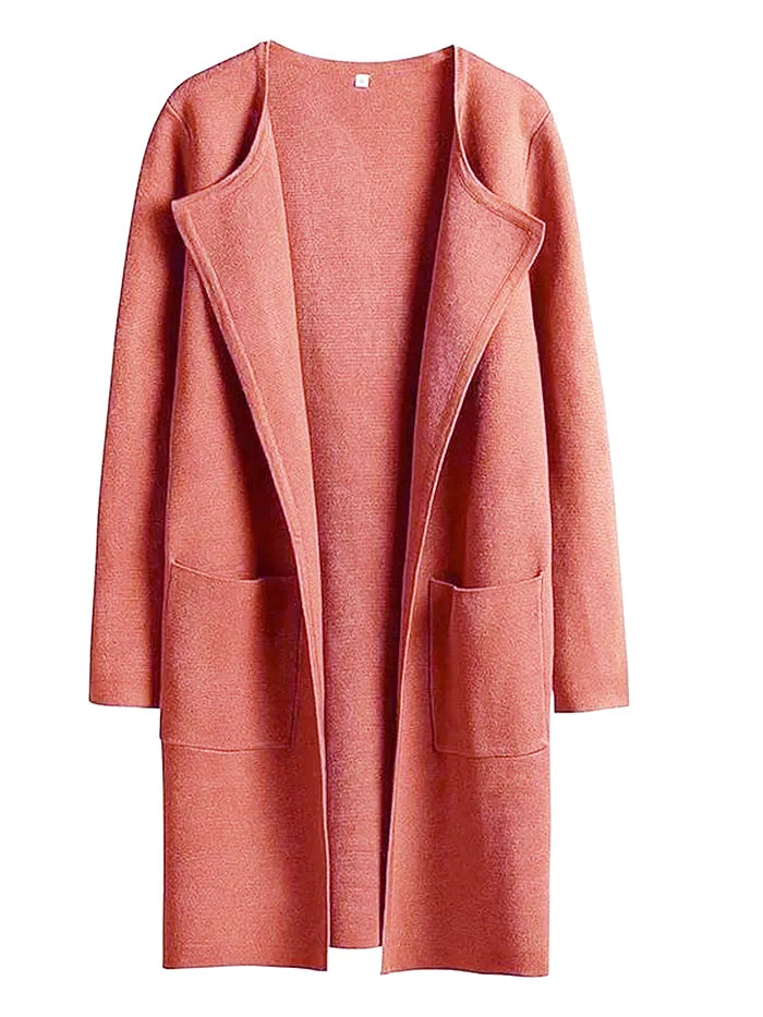 Knielanger Mantel für Damen – Wollmischung – Relaxed Fit – Breites Revers – Aufgesetzte Taschen 15