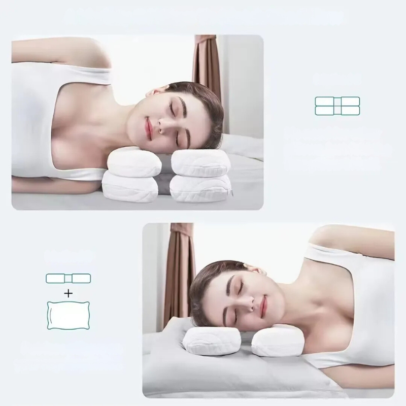 Komfortschlafkissen für Seitenschläfer – Memory Foam mit Gesichtspflege-Funktion in Weiß und Cool Blau 5