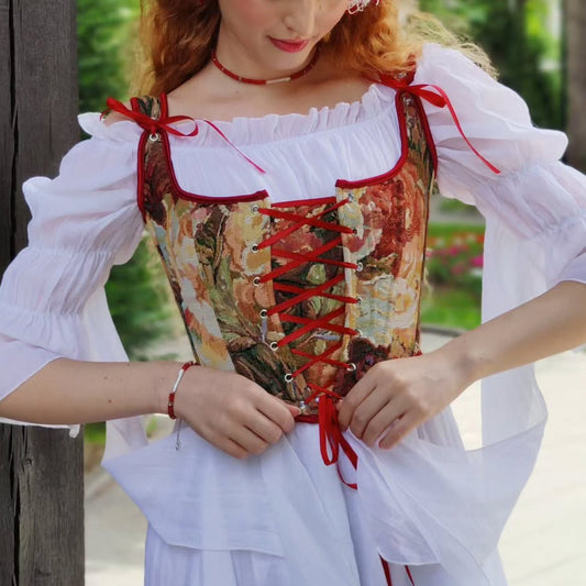 Korsettweste im Renaissance-Stil mit Spitzendesign, Bustier 0
