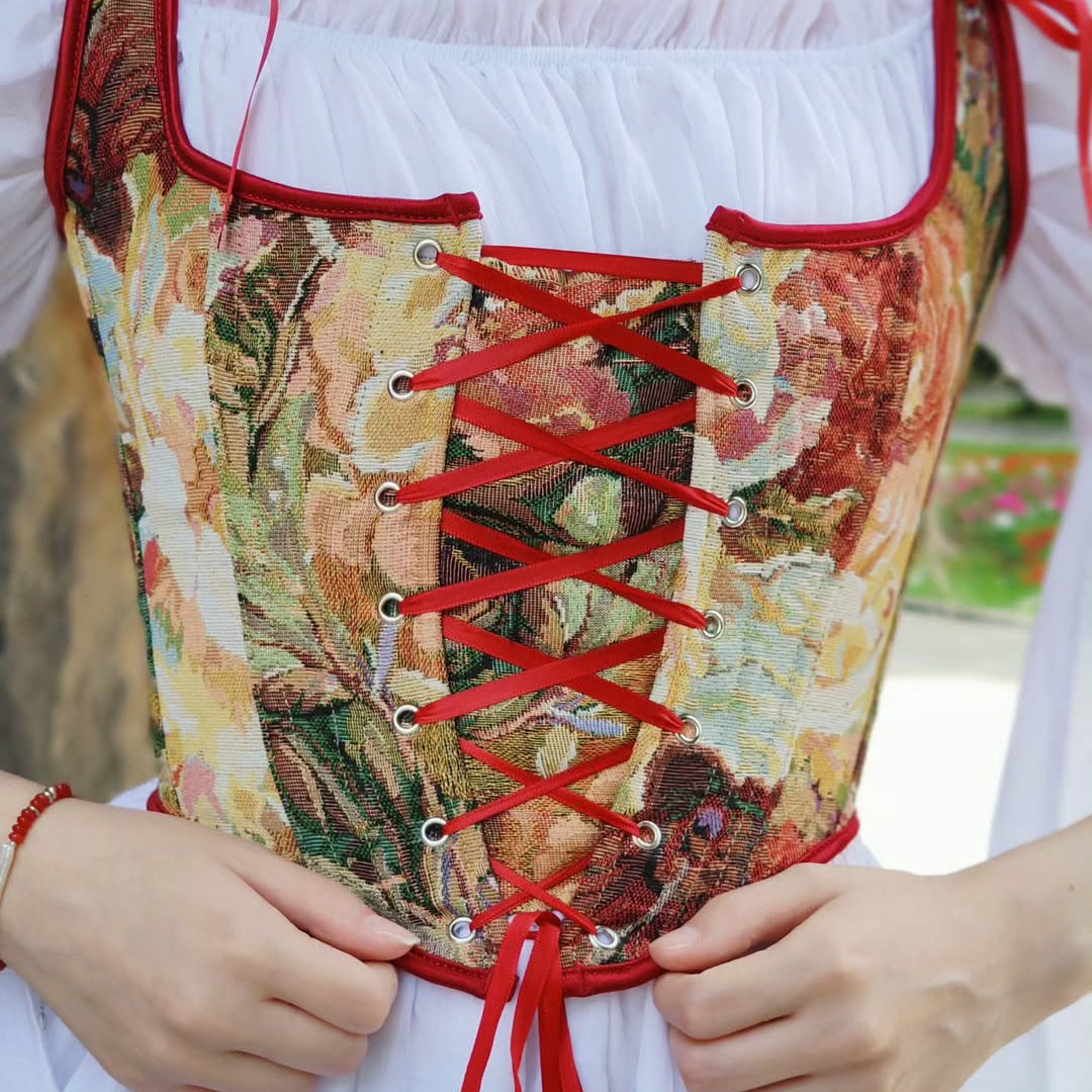 Korsettweste im Renaissance-Stil mit Spitzendesign, Bustier 1