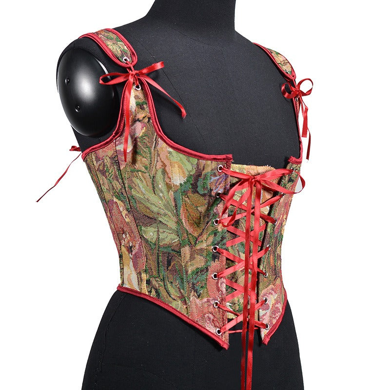 Korsettweste im Renaissance-Stil mit Spitzendesign, Bustier 4