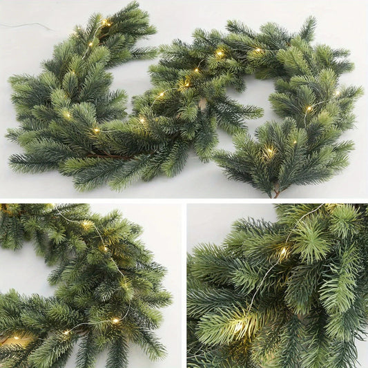 Künstliche Weihnachtsgirlande Mit LED-Beleuchtung 190 cm Ideal Für Innen- Und Außenbereich 0