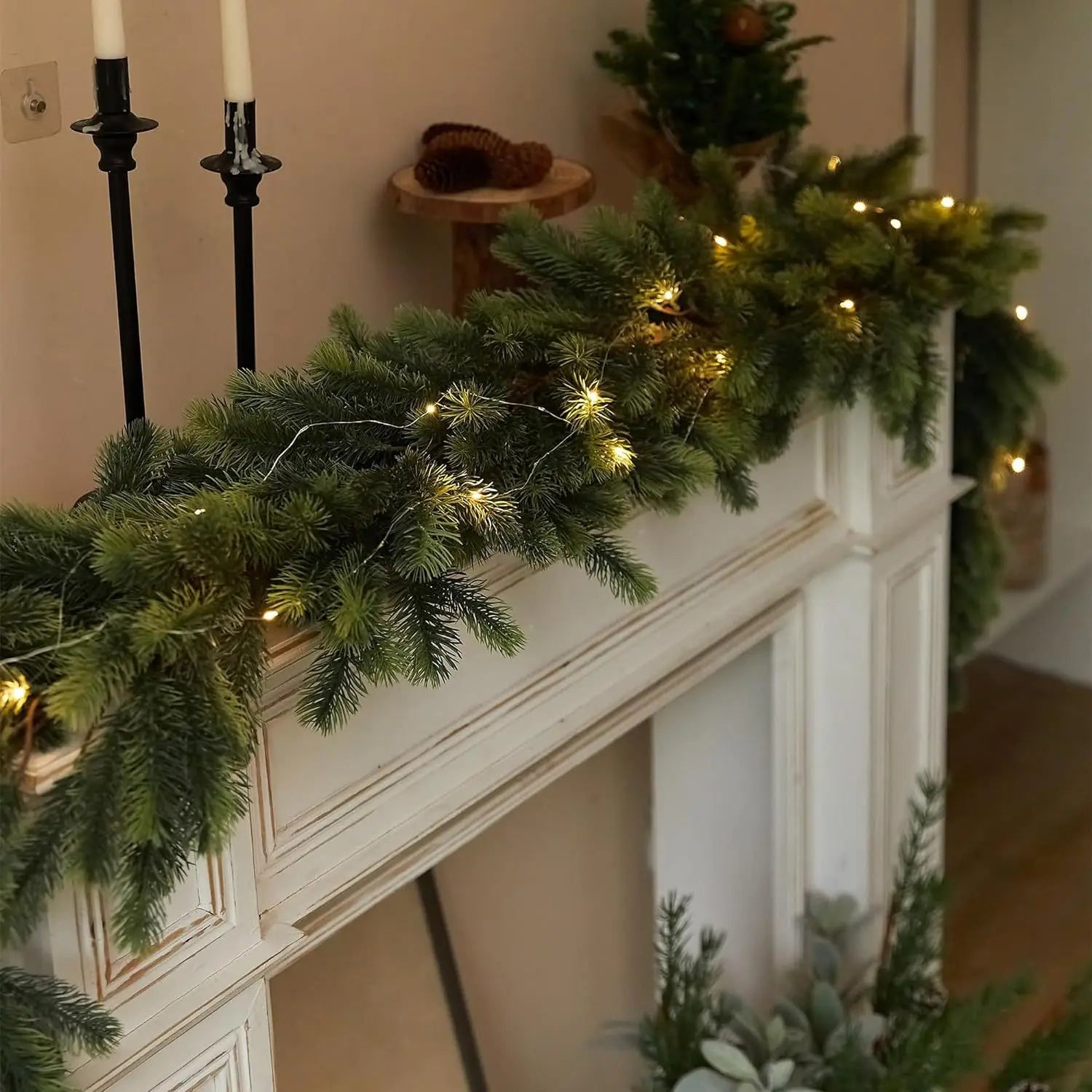 Künstliche Weihnachtsgirlande Mit LED-Beleuchtung 190 cm Ideal Für Innen- Und Außenbereich 1