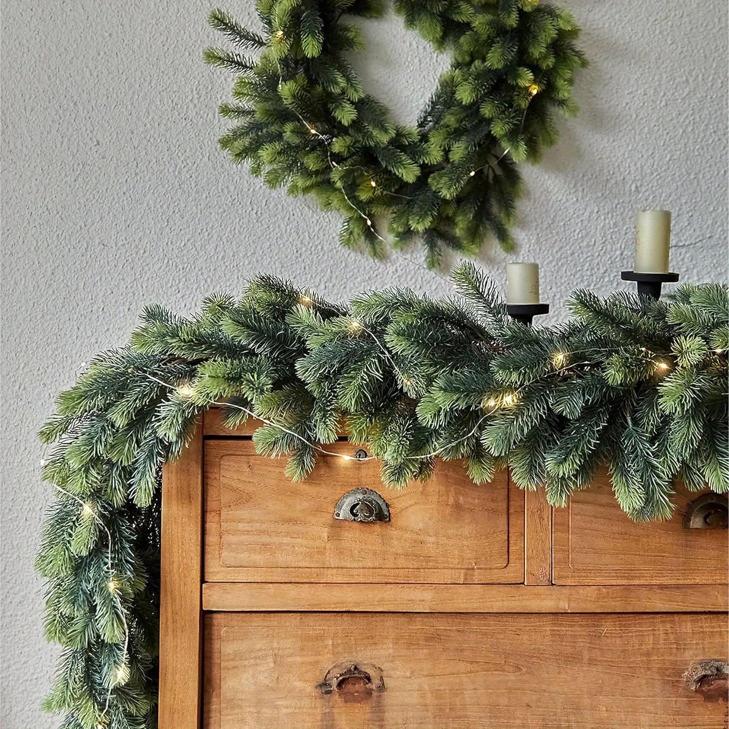Künstliche Weihnachtsgirlande Mit LED-Beleuchtung 190 cm Ideal Für Innen- Und Außenbereich 2