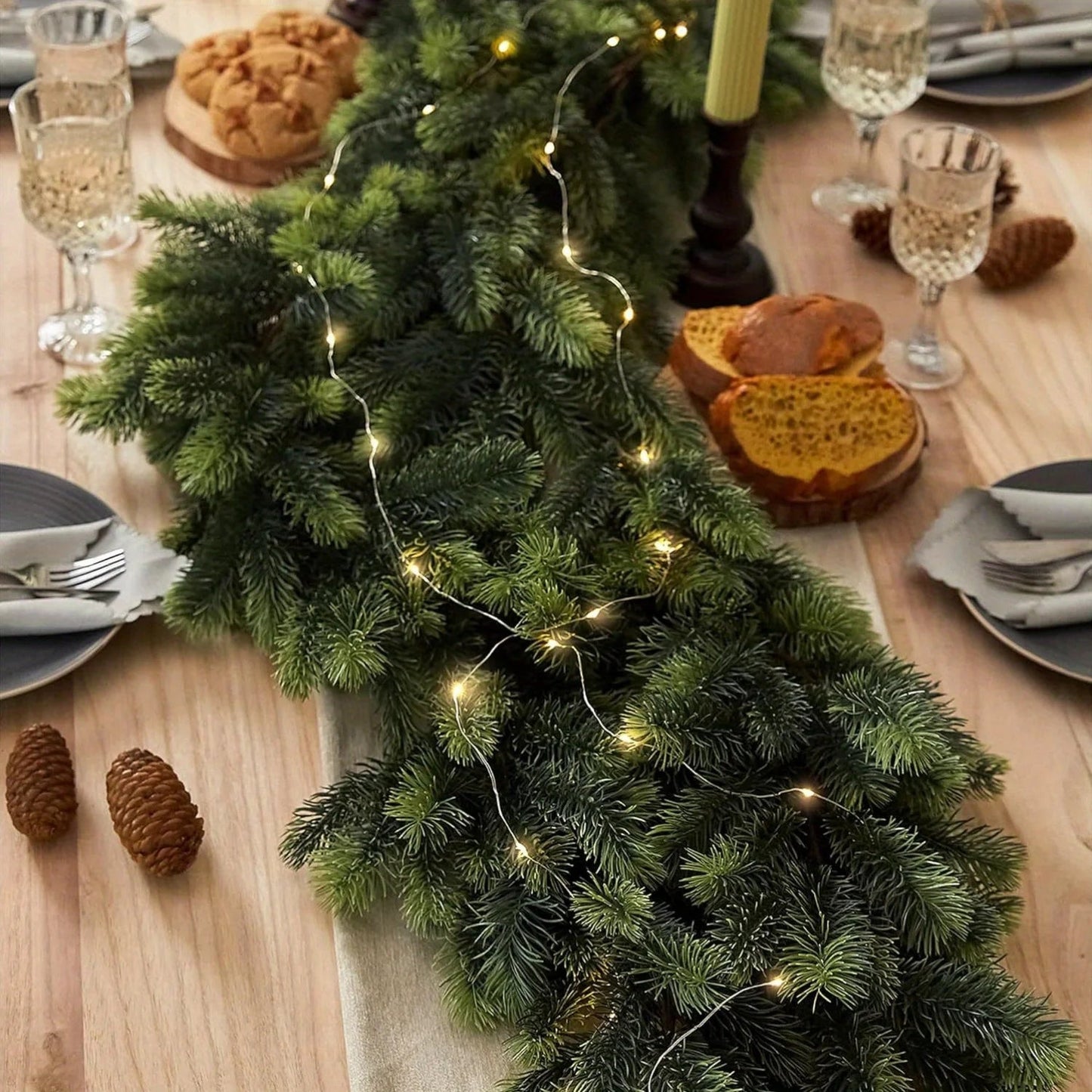 Künstliche Weihnachtsgirlande Mit LED-Beleuchtung 190 cm Ideal Für Innen- Und Außenbereich 3