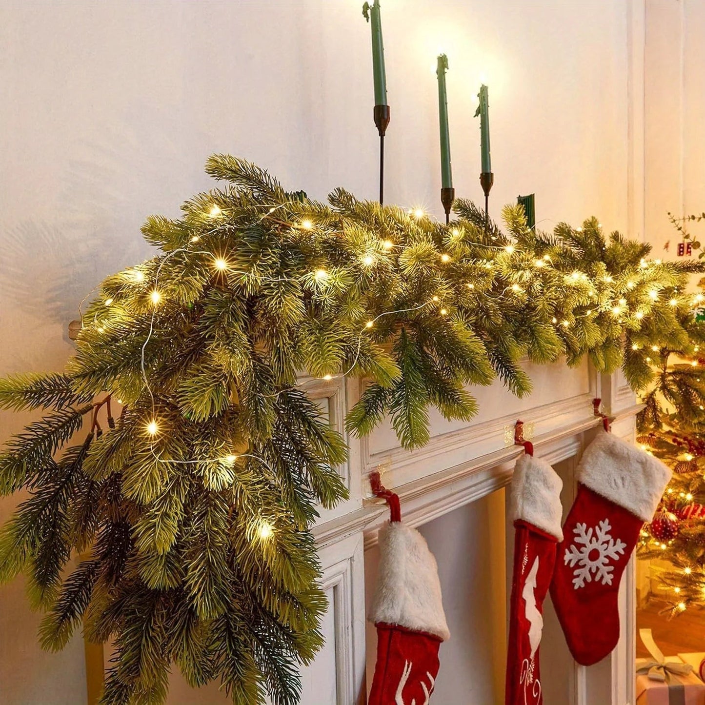 Künstliche Weihnachtsgirlande Mit LED-Beleuchtung 190 cm Ideal Für Innen- Und Außenbereich 4