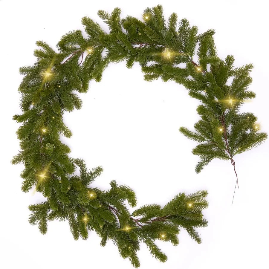 Künstliche Weihnachtsgirlande Mit LED-Beleuchtung 190 cm Ideal Für Innen- Und Außenbereich 5