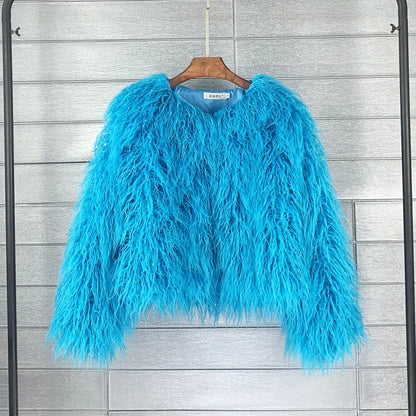 Kurze Damenjacke – Oversize-Passform – Zottelige Kunstfellstruktur – Kurzer Stil 4